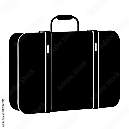 black suitcase isolated on white,  suitcase silhouette vector on white background