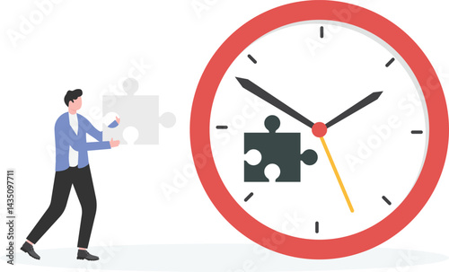Businessman with clock puzzle

