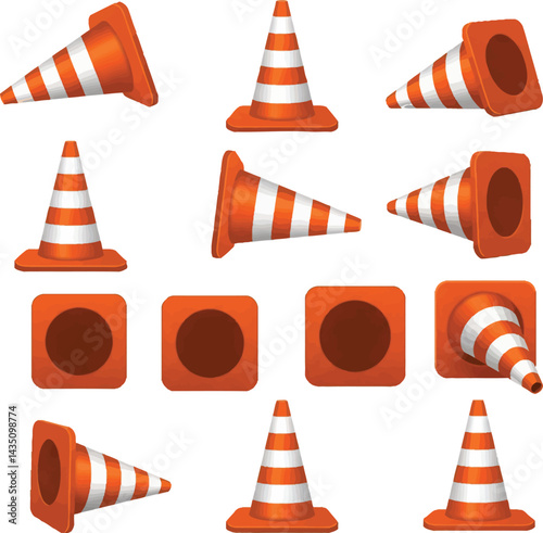 Vector Illustration of Safety and Construction Cones