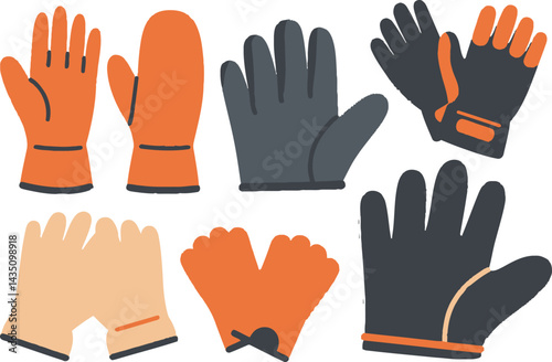 Collection of Protective  Glove Icons in Various Styles and Colors