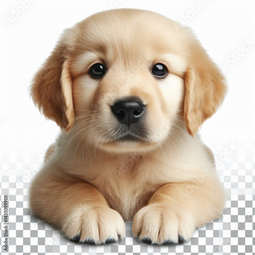 Cute 2-Month-Old Retriever Puppy Isolated on Transparent with white Background