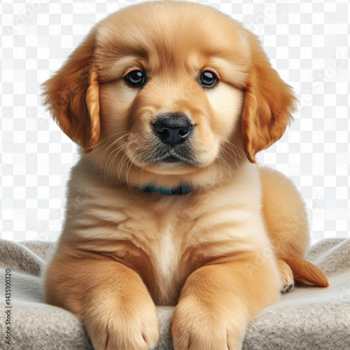 Cute 2-Month-Old Retriever Puppy Isolated on Transparent with white Background