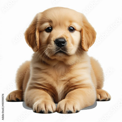 Cute 2-Month-Old Retriever Puppy Isolated on Transparent with white Background