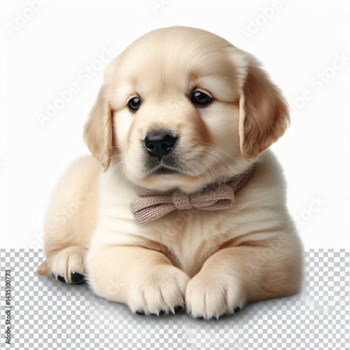 Cute 2-Month-Old Retriever Puppy Isolated on Transparent with white Background