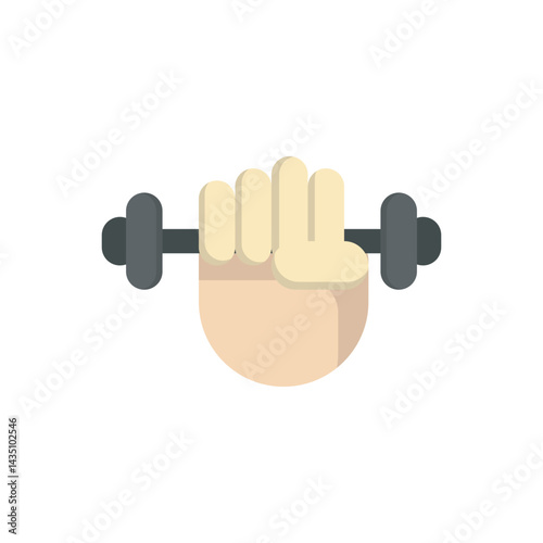 Hand holding barbell icon vector illustration. 