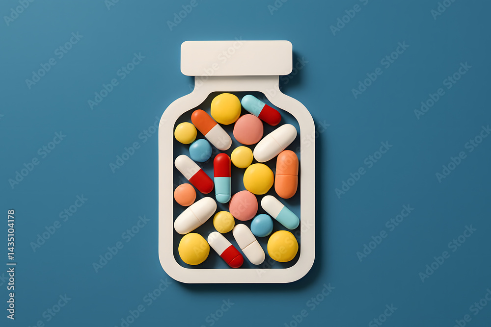 Assortment of Pills and Capsules Inside a Bottle Assortment of Pills and Capsules Inside a Bottle