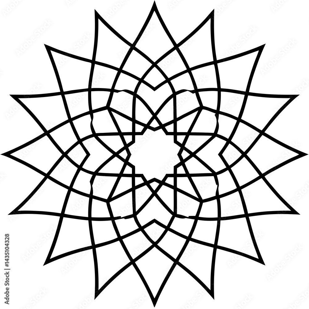 Obraz premium Minimal Intersecting Arc Mandala Vector on White