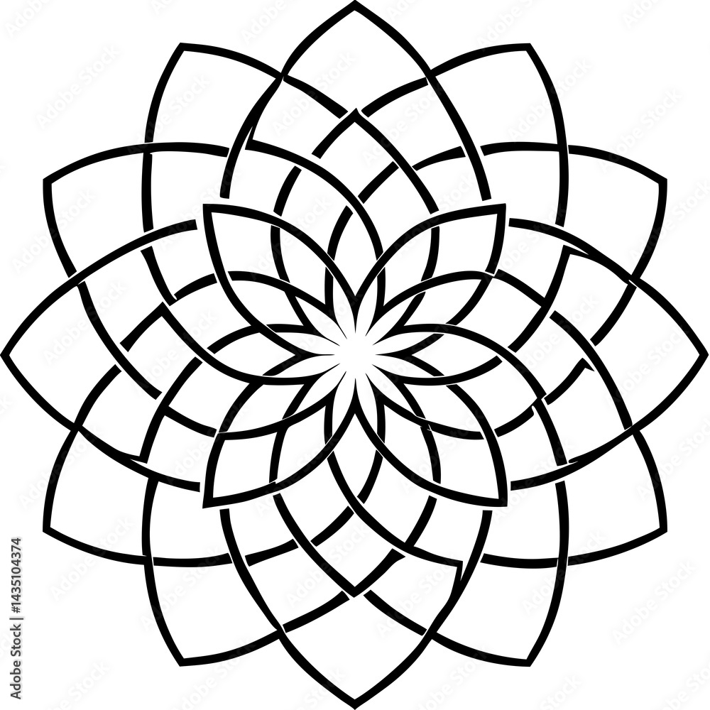 Obraz premium Minimal Intersecting Arc Mandala Vector on White