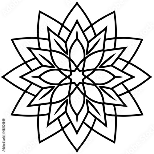 Minimal Intersecting Arc Mandala Vector on White