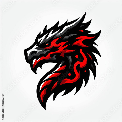 Wallpaper Mural Fearsome Dragon Head Logo with Red Flames Torontodigital.ca