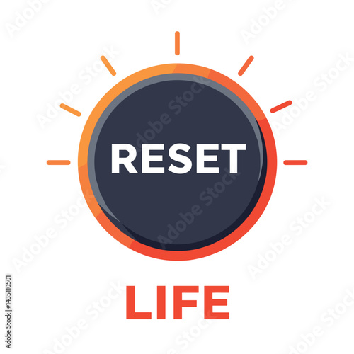 Reset Life Symbol Featuring Sun Rays in Modern Style  