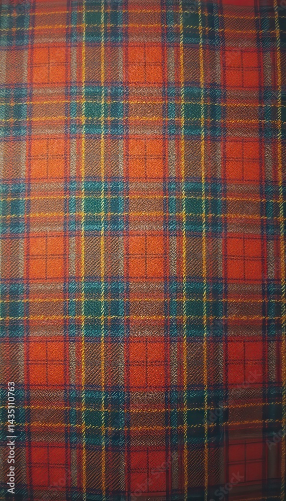 Obraz premium Classic Tartan Fabric Pattern: Intricate Texture in Red, Green, Blue, and Gold Tones