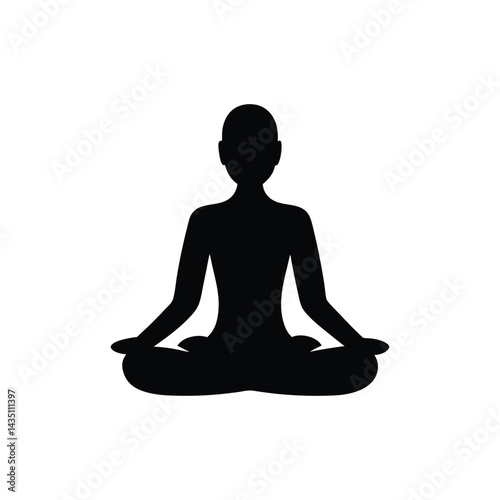 person meditating with peaceful expression silhouette