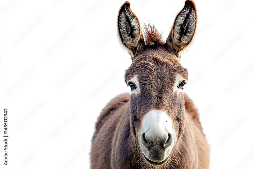 Fototapeta premium portrait of a donkey on white background
