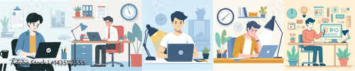 set of vector images of a man working