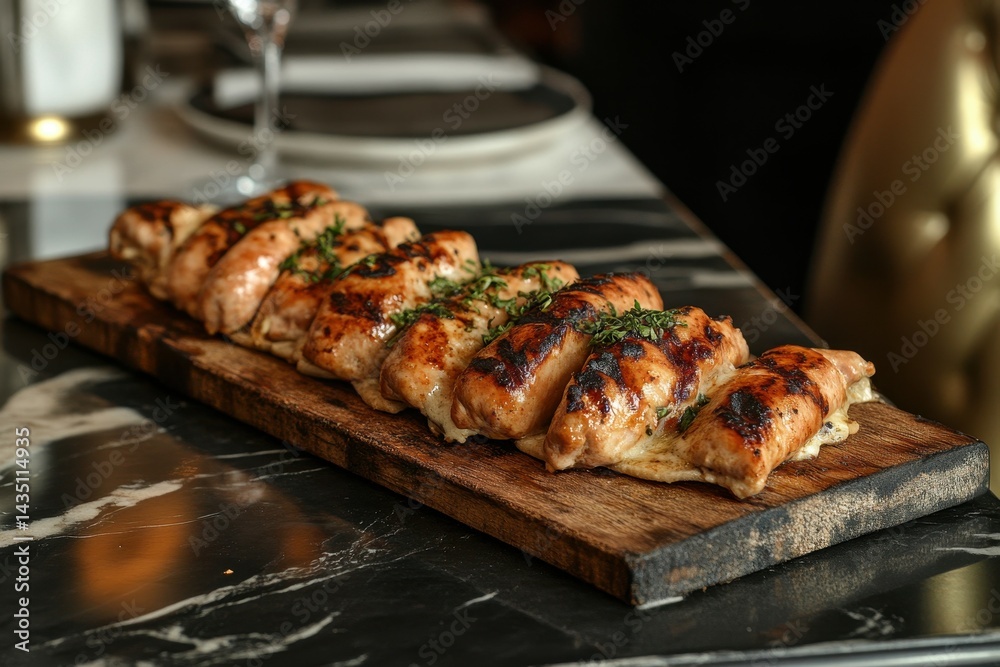 high resolution image of chicken doner in lavash on wooden board high resolution image of chicken doner in lavash on wooden board
