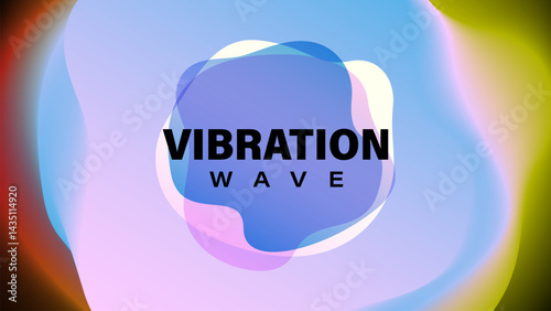 Abstract music poster with fluid gradient blobs and pastel vibrations background. Holographic banner blend color