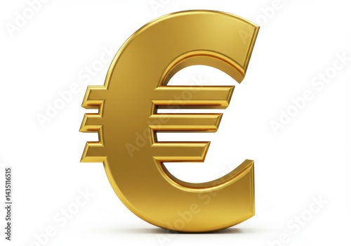 A golden euro symbol standing isolated on white background