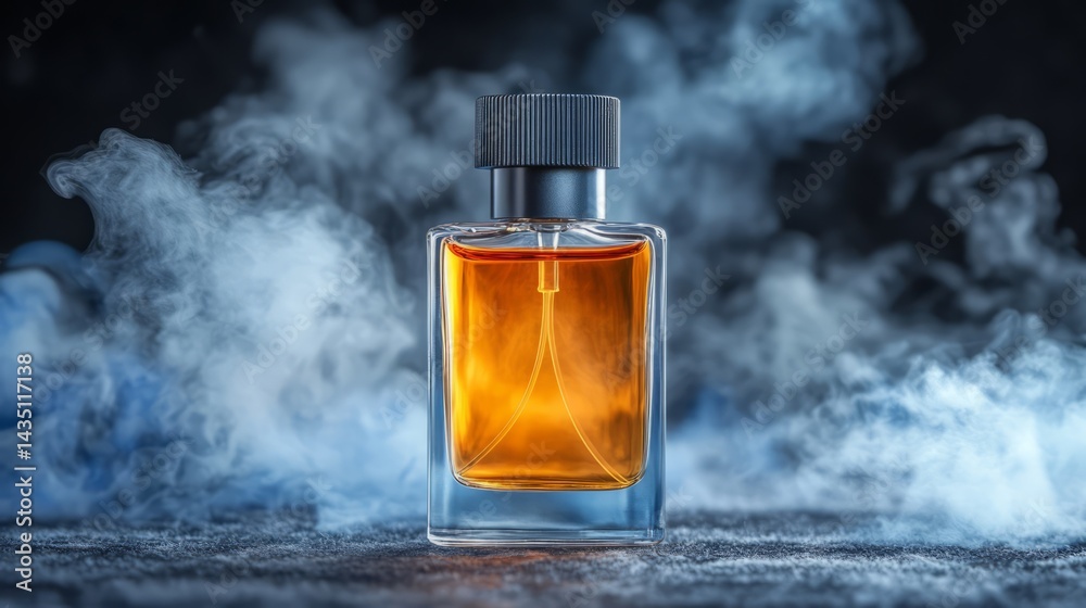 Fragrance Elixir: A striking perfume bottle, bathed in a hazy embrace of smoke, presenting a captivating aroma for the senses. Fragrance Elixir: A striking perfume bottle, bathed in a hazy embrace of smoke, presenting a captivating aroma for the senses.