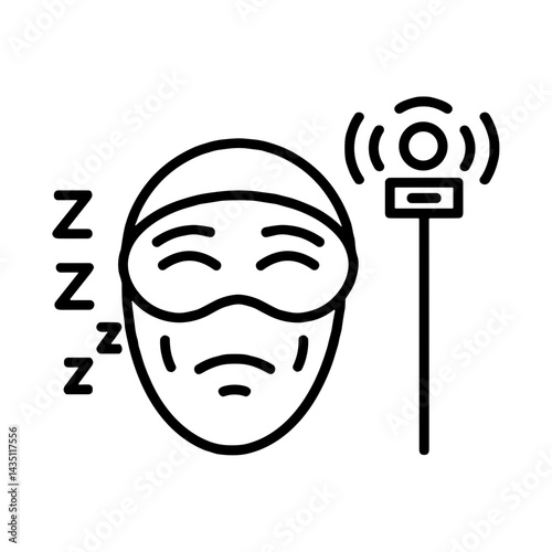 Sleepy person wearing eye mask near an alarm clock  