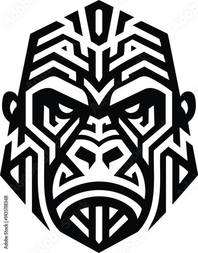 Geometric Tribal Gorilla Head