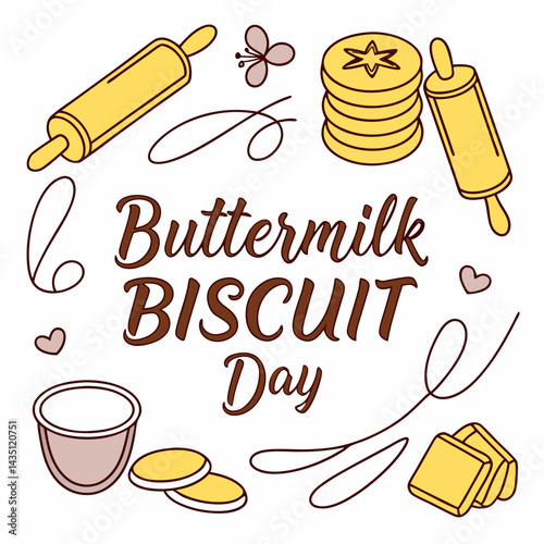 NATIONAL BUTTERMILK BISCUIT DAY vector illustration