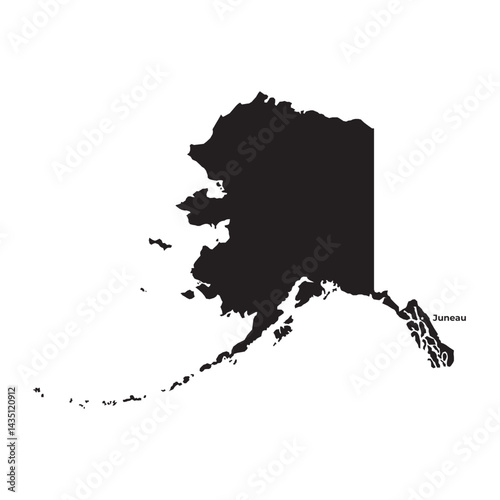 Alaska State Vector Map with Juneau Capital Mark