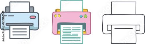 vector illustration of a set of printer