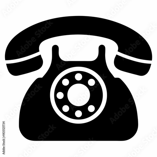 Telephone icon black vector on white background.