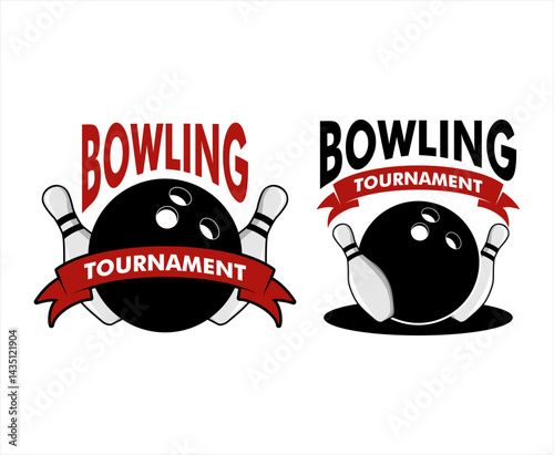 bowling sport logo badge emblem vector template illustration design for club,team,tournament flat design element