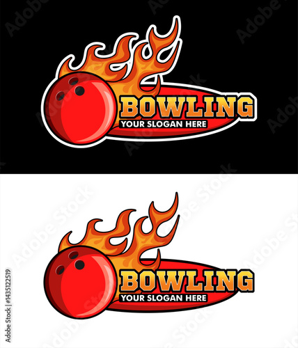 bowling sport logo badge emblem vector template illustration design for club,team,tournament flat design element
