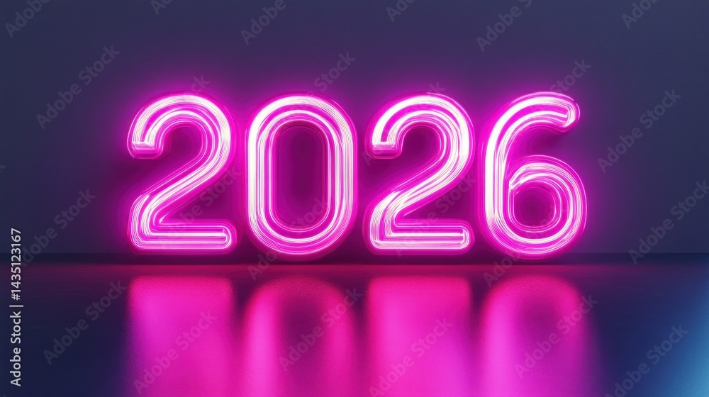 Neon pink 2026 New Year's display Neon pink 2026 New Year's display