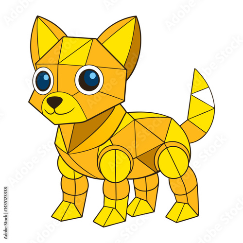 Cute dog robot geometry shape