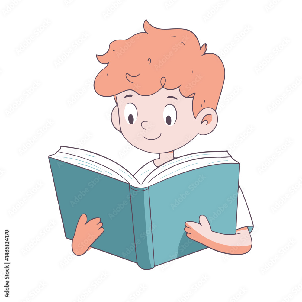 cartoon boy reading an extremely large book cartoon boy reading an extremely large book