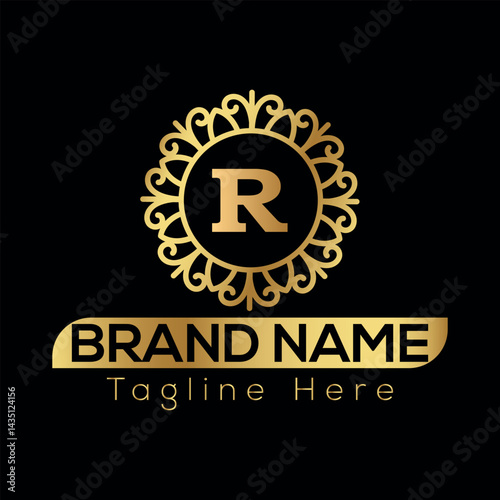 Gold star vector design features a taxi sign symbol for a car service business logo illustration R Logo template 