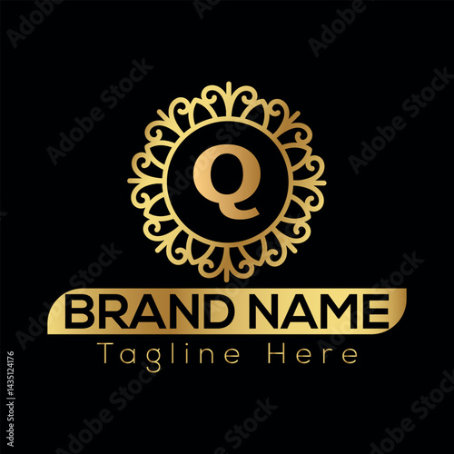 Gold star vector design features a taxi sign symbol for a car service business logo illustration Q Logo template 