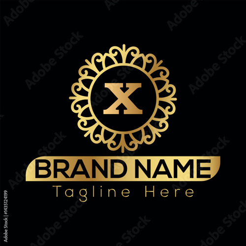 Gold star vector design features a taxi sign symbol for a car service business logo illustration X Logo template 
