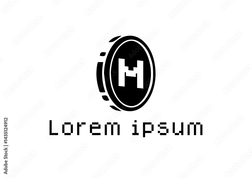 Fototapeta premium M Coin Pixel Logo