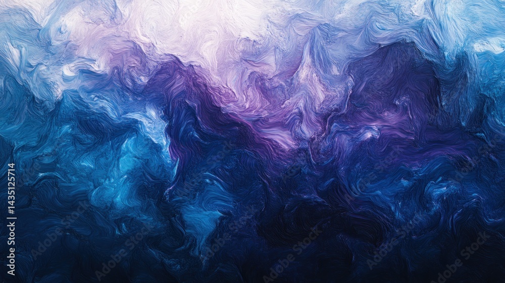 Abstract swirling textures in vibrant blues, purples, and whites