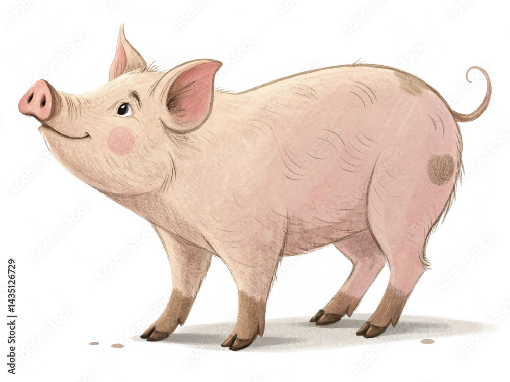 Fototapeta premium Cute Pig Illustration Isolated on White Transparent Background