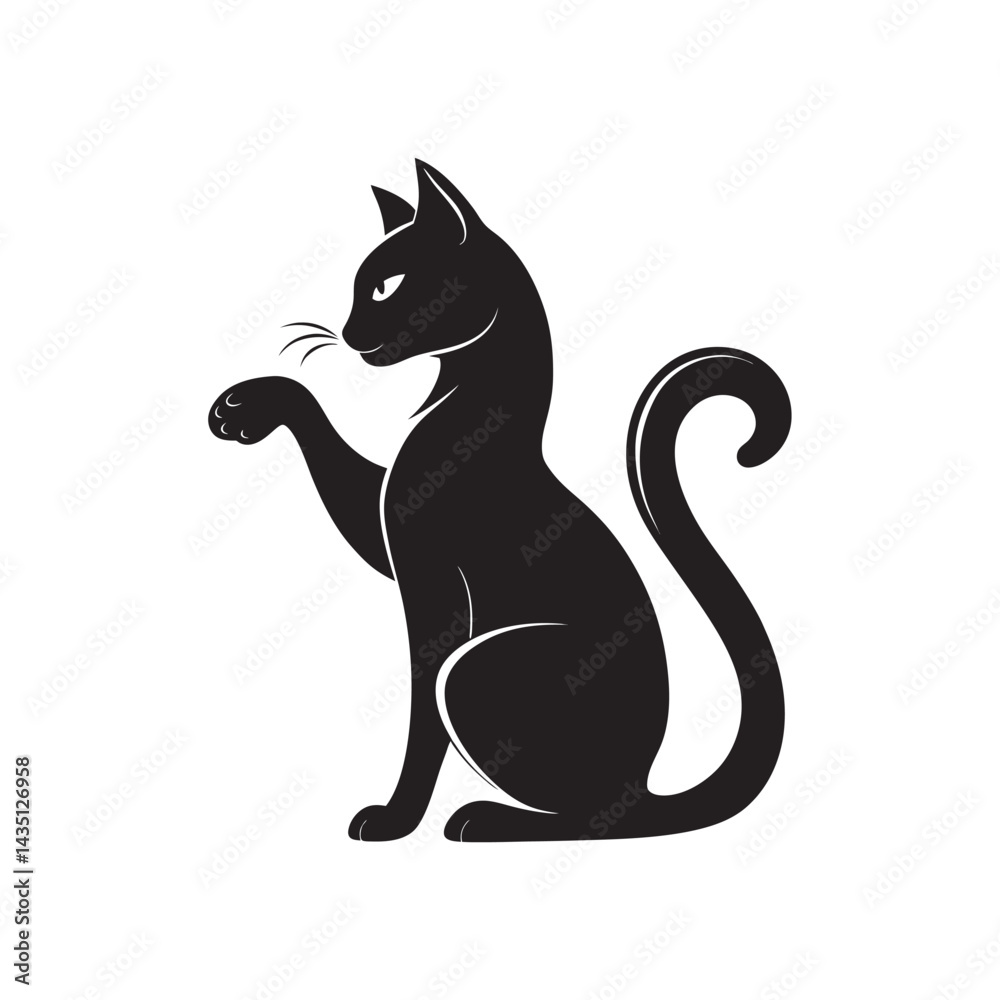 Fototapeta premium Cat Grooming Silhouette Vector Art