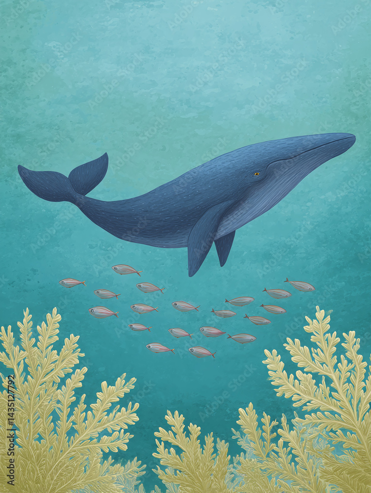 Obraz premium Majestic Whale in the Deep Blue Sea