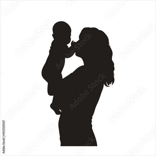 a mother holding her baby silhouette