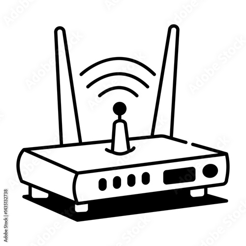 A doodle style icon showing wifi router device
