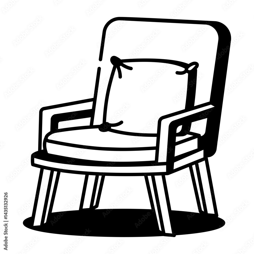 Fototapeta premium Hand drawn style icon showing a chair with cushion 
