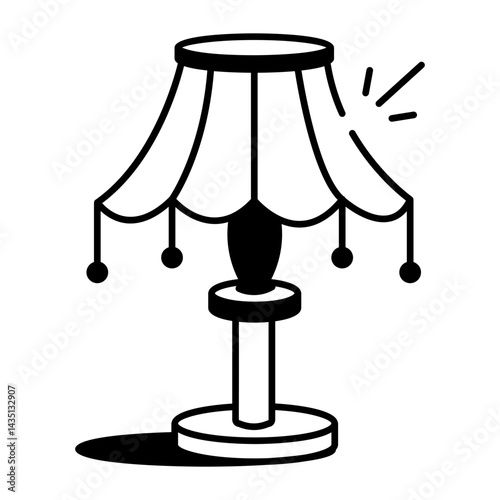 Sketchy style icon showing a table lamp
