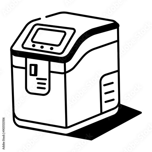 Doodle style icon showing a portable ice maker machine
