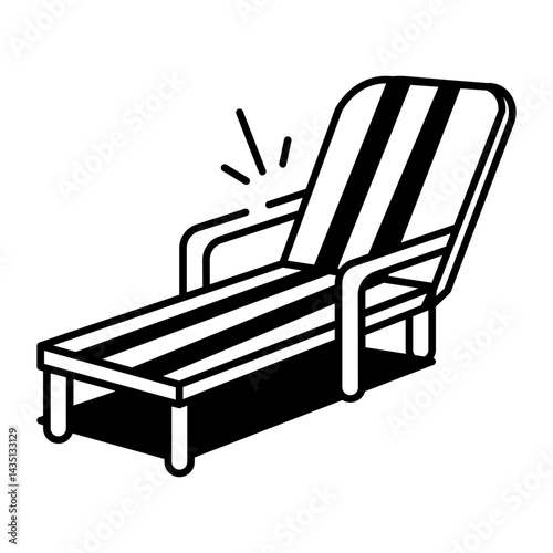 Hand drawn style icon showing a pool chair 
