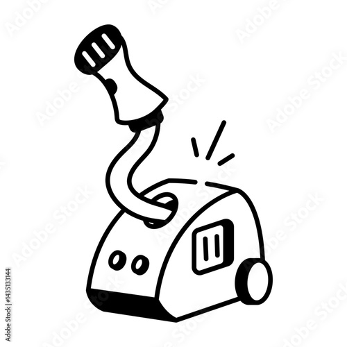 Doodle style icon showing a garment steamer 
