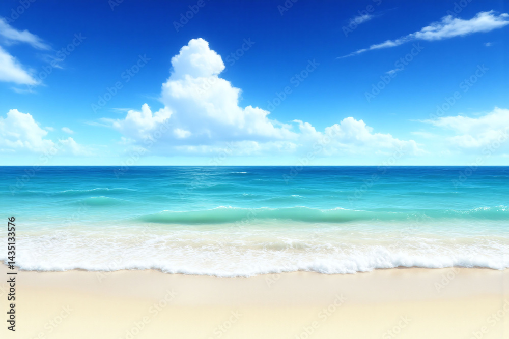 Fototapeta premium beach with a blue sky and white clouds in the background1